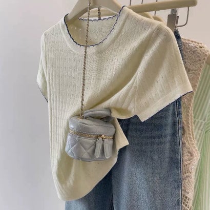 夏服Tシャツ レディース トップス クールネック 半袖Tシャツ 無地 シンプル カットソーカジュアル 春夏 韓国ファッション （ベージュ）｜詳細画像