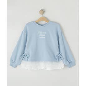 【120-150cm】レースデザインスウェット （サックスブルー(090)）
