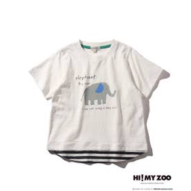 【HI！MY ZOO】裾レイヤードTシャツ (アイボリー)