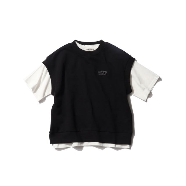 
                    SHOO･LA･RUE/Kids 五分袖Tシャツ+ミニ裏毛ベストセット （ブラック(019)）