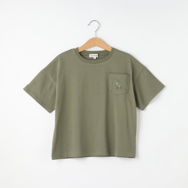 
                    【110-140cm】ポケット刺繍Tシャツ （カーキ(027)）