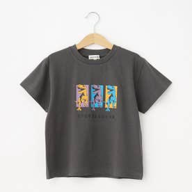 【110-140cm/カラーリンク】グラフィックアソートTシャツ （チャコールグレー(014)）