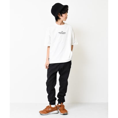サイドテープ付きバックプリントビックTシャツ （ブラック）｜詳細画像