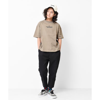 サイドテープ付きバックプリントビックTシャツ （ブラック）｜詳細画像