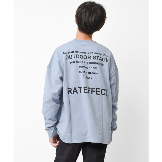 バックナロープリントロングTシャツ （ライトブルー）