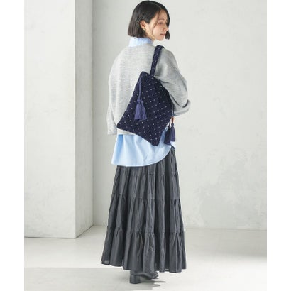 《予約》【SHIPS別注】MALUS: 刺繍 ポリエステル ベロア トート （ワイン）｜詳細画像