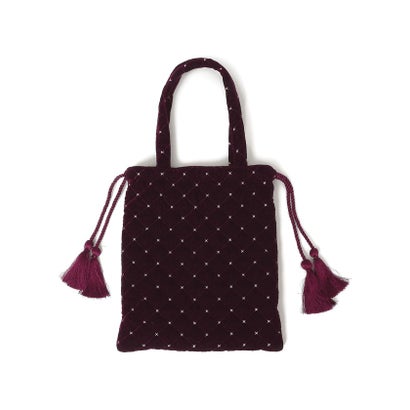 《予約》【SHIPS別注】MALUS: 刺繍 ポリエステル ベロア トート （ブラック）｜詳細画像
