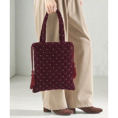 《予約》【SHIPS別注】MALUS: 刺繍 ポリエステル ベロア トート （ネイビー）｜詳細画像