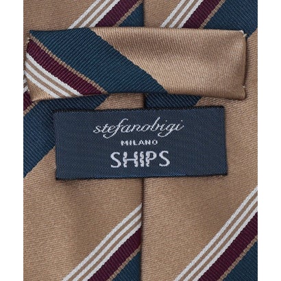 シップス SHIPS Stefanobigi: シルク サテン ストライプ ネクタイ （ブラウン）｜詳細画像