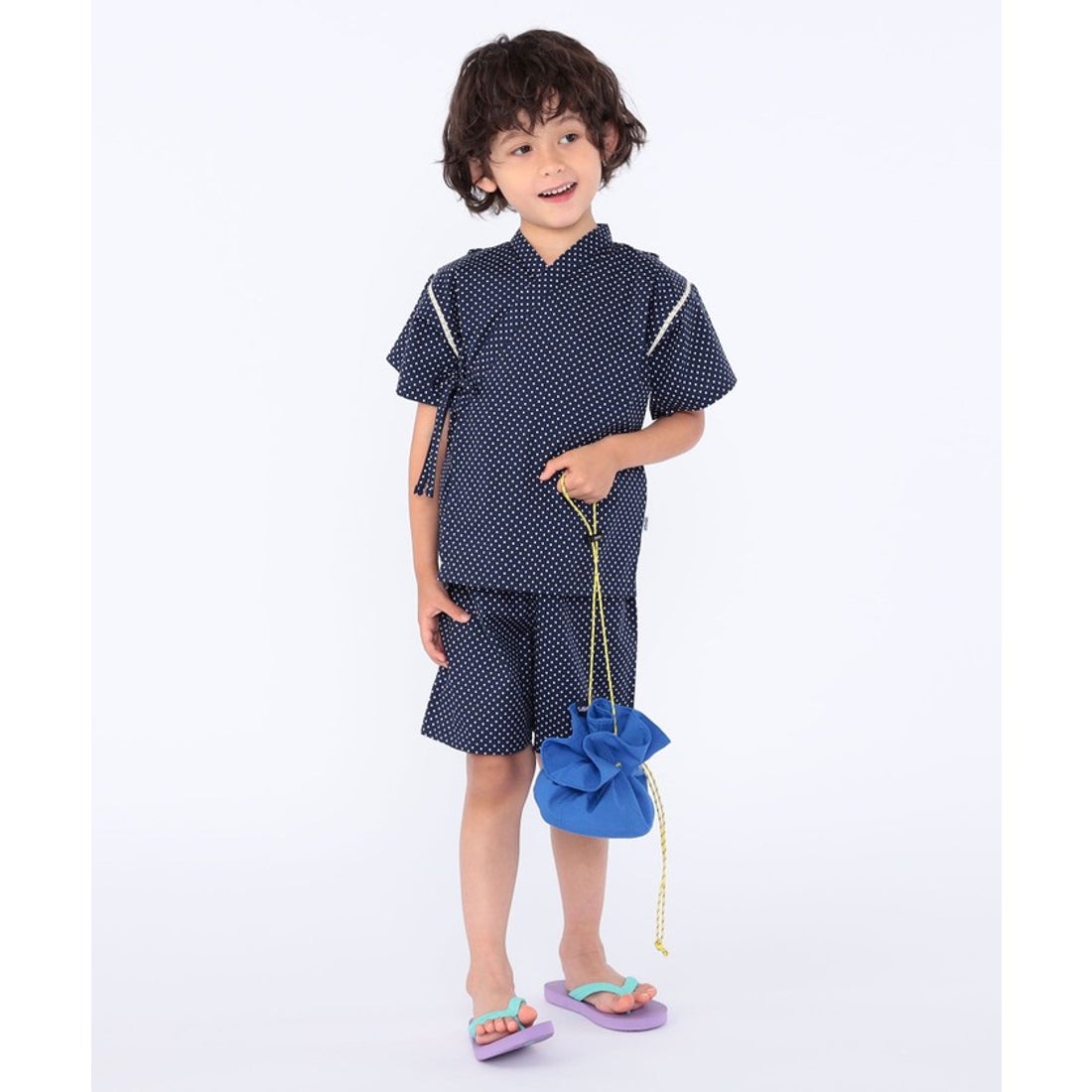 シップス SHIPS *SHIPS KIDS:90～120cm / 綿 ドット柄 甚平 （レッド 