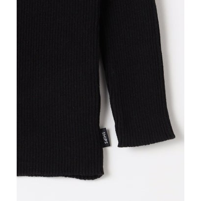 80～90cm / 〈手洗い可能〉フリル ネック リブニット  （ブラック）｜詳細画像