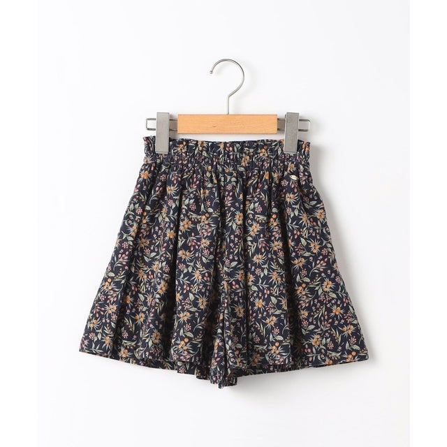 80～90cm / フラワー コーデュロイ  キュロット （ネイビー）