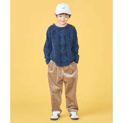 100～130cm / コーデュロイ ワイド テーパード パンツ  （ブラウン系）｜詳細画像