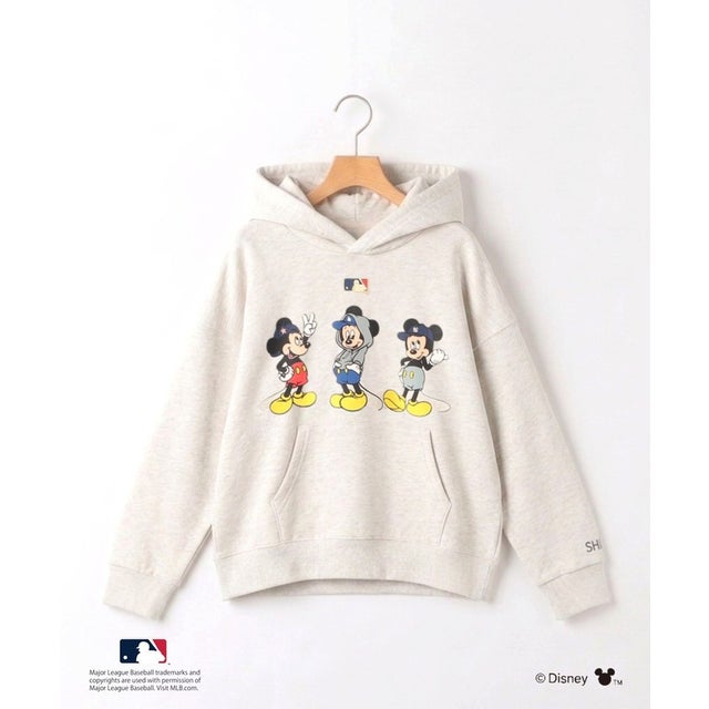 130～170cm / ミッキーマウス【MLB】プリント スウェット パーカ （ナチュラル）