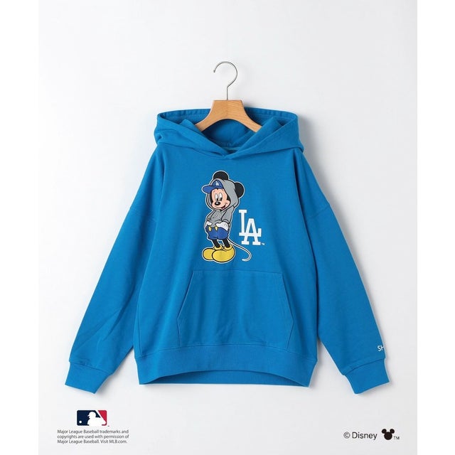 130～170cm / ミッキーマウス【MLB】プリント スウェット パーカ （ブルー）