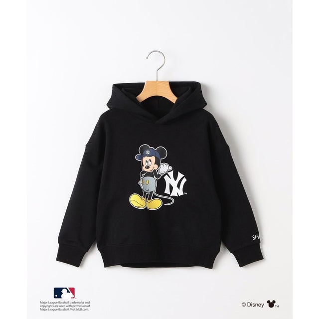 85～95cm / ミッキーマウス【MLB】プリント スウェット パーカ （ブラック）