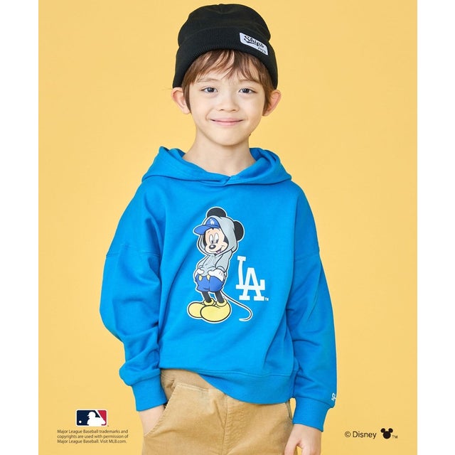 100～125cm / ミッキーマウス【MLB】プリント スウェット パーカ （ブルー）