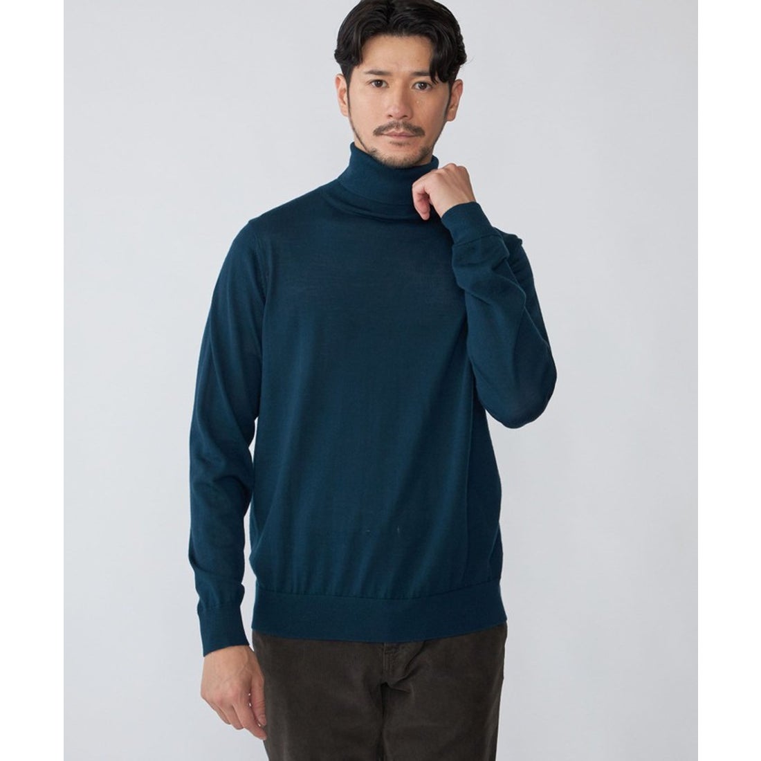 シップス タートルネック ニット カシミヤ混 ブルー シップス SHIPS 