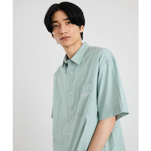 City Ambient Products: レギュラーカラー ブロード オーバー シャツ (半袖) （グリーン）
