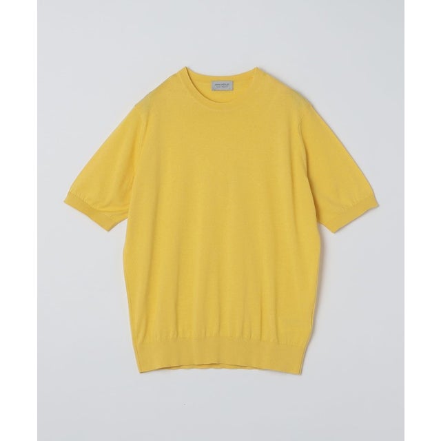 JOHN SMEDLEY: KEMPTON シーアイランド コットン ニット Tシャツ （イエロー）