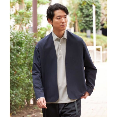 【WEB限定】〈手洗い可能〉ウールライク ノーカラー カーディガン ジャケット （ダークグレー）｜詳細画像