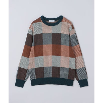 〈洗濯機可能〉チェック コットンカシミヤ クルーネック 26AW （イエロー）｜詳細画像
