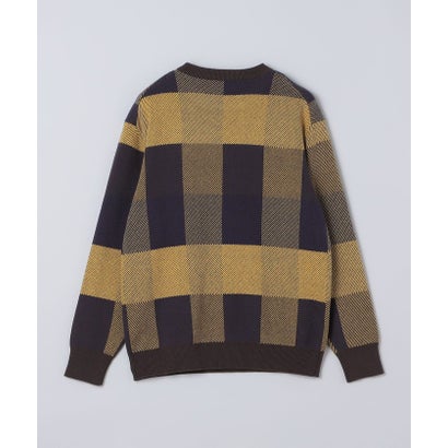〈洗濯機可能〉チェック コットンカシミヤ クルーネック 26AW （オレンジ）｜詳細画像