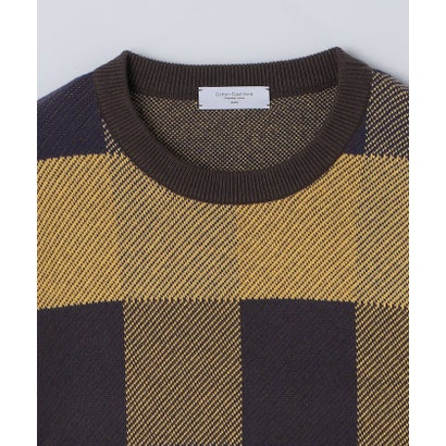 〈洗濯機可能〉チェック コットンカシミヤ クルーネック 26AW （オレンジ）｜詳細画像