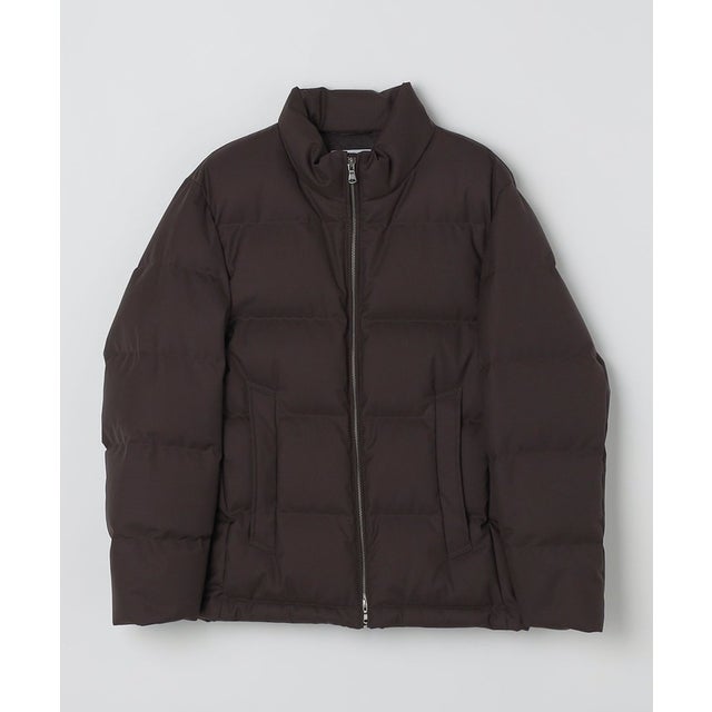 〈撥水/ 透湿/ 防風〉スーパー140's ウール 河田ダウン スタンドカラー ジャケット （ブラウン）