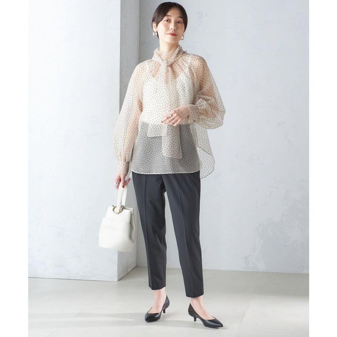 シップス SHIPS 《追加》〈手洗い可能〉シアー フロッキー ドット 