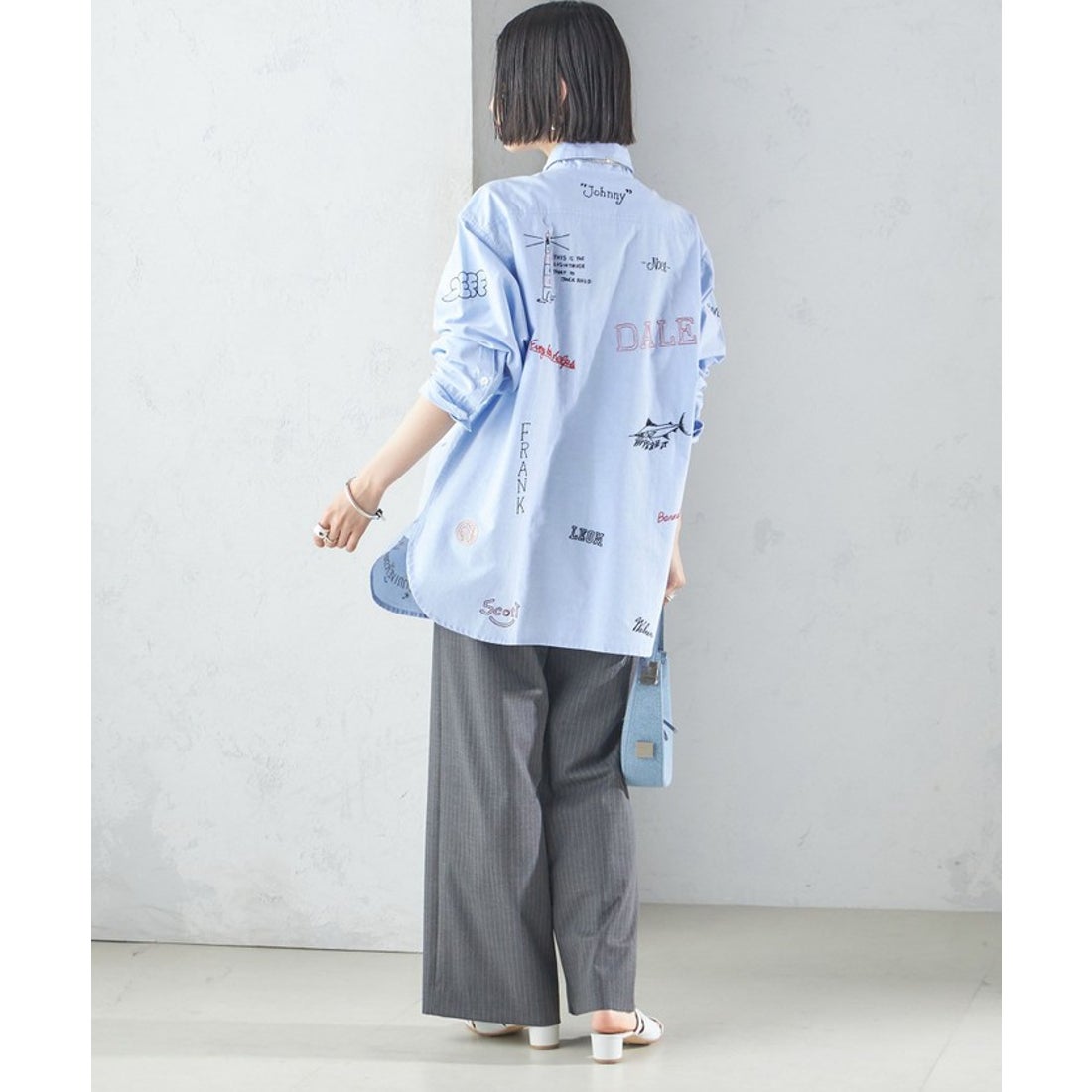 シップス SHIPS 【SHIPS別注】WHITE FIELD: エンブロイダリー シャツ 
