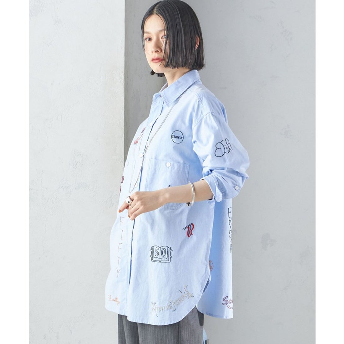 シップス SHIPS 【SHIPS別注】WHITE FIELD: エンブロイダリー シャツ 