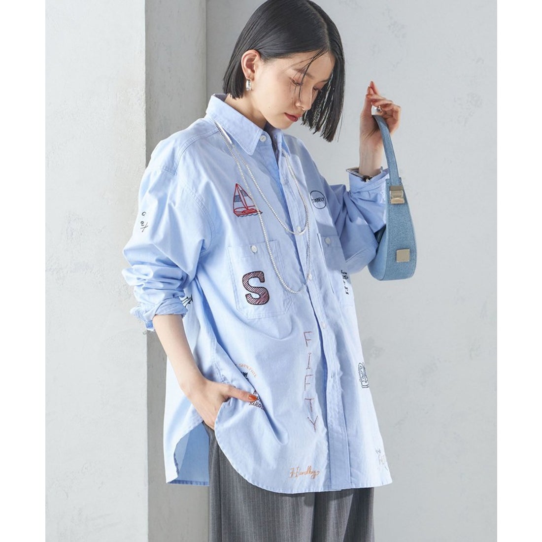 シップス SHIPS 【SHIPS別注】WHITE FIELD: エンブロイダリー シャツ