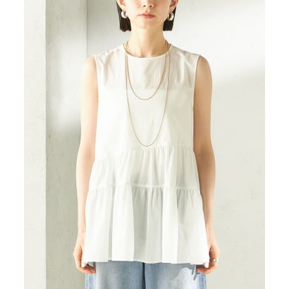 シップス SHIPS 〈接触冷感 / 撥水加工〉TEXBRID(R) タフタ ノースリーブ ブラウス （オフホワイト）｜詳細画像