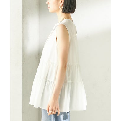 シップス SHIPS 〈接触冷感 / 撥水加工〉TEXBRID(R) タフタ ノースリーブ ブラウス （オフホワイト）｜詳細画像