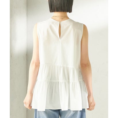 シップス SHIPS 〈接触冷感 / 撥水加工〉TEXBRID(R) タフタ ノースリーブ ブラウス （オフホワイト）｜詳細画像