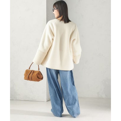 《一部予約》【一部WEB限定】〈手洗い可能〉ボア フリース リバーシブル ノーカラー コート （ベージュ）｜詳細画像