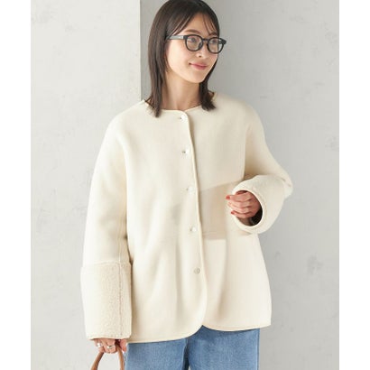 《一部予約》【一部WEB限定】〈手洗い可能〉ボア フリース リバーシブル ノーカラー コート （ベージュ）｜詳細画像