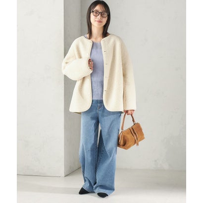 《一部予約》【一部WEB限定】〈手洗い可能〉ボア フリース リバーシブル ノーカラー コート （ベージュ）｜詳細画像