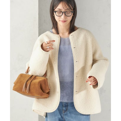 《一部予約》【一部WEB限定】〈手洗い可能〉ボア フリース リバーシブル ノーカラー コート （ベージュ）｜詳細画像