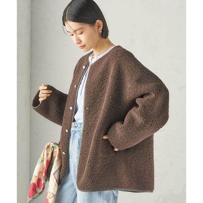 《一部予約》【一部WEB限定】〈手洗い可能〉ボア フリース リバーシブル ノーカラー コート （ベージュ）｜詳細画像