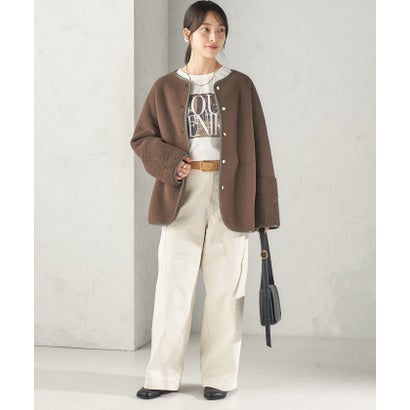 《一部予約》【一部WEB限定】〈手洗い可能〉ボア フリース リバーシブル ノーカラー コート （ベージュ）｜詳細画像