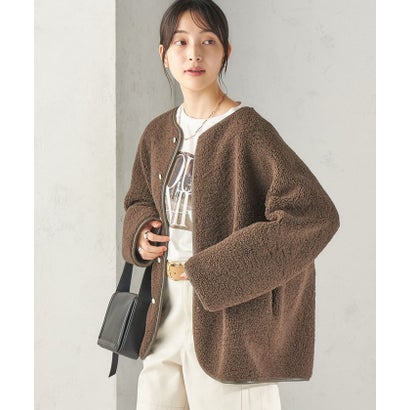 《一部予約》【一部WEB限定】〈手洗い可能〉ボア フリース リバーシブル ノーカラー コート （ベージュ）｜詳細画像