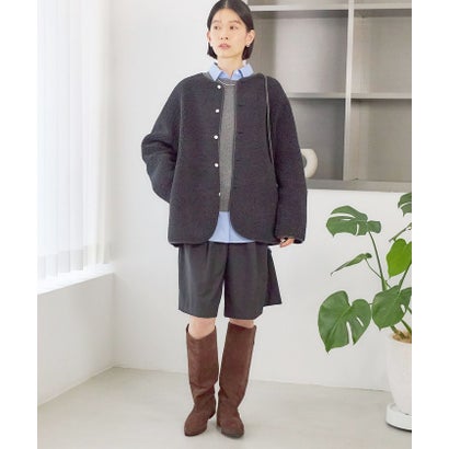 《一部予約》【一部WEB限定】〈手洗い可能〉ボア フリース リバーシブル ノーカラー コート （ベージュ）｜詳細画像