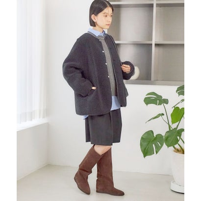 《一部予約》【一部WEB限定】〈手洗い可能〉ボア フリース リバーシブル ノーカラー コート （ベージュ）｜詳細画像