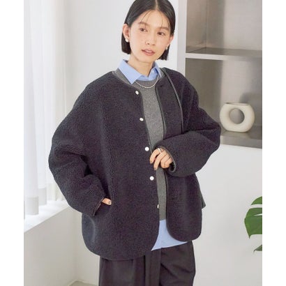 《一部予約》【一部WEB限定】〈手洗い可能〉ボア フリース リバーシブル ノーカラー コート （ベージュ）｜詳細画像
