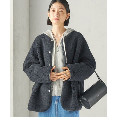 《一部予約》【一部WEB限定】〈手洗い可能〉ボア フリース リバーシブル ノーカラー コート （ベージュ）｜詳細画像