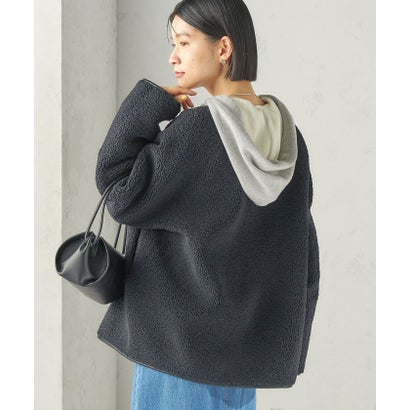 《一部予約》【一部WEB限定】〈手洗い可能〉ボア フリース リバーシブル ノーカラー コート （ベージュ）｜詳細画像