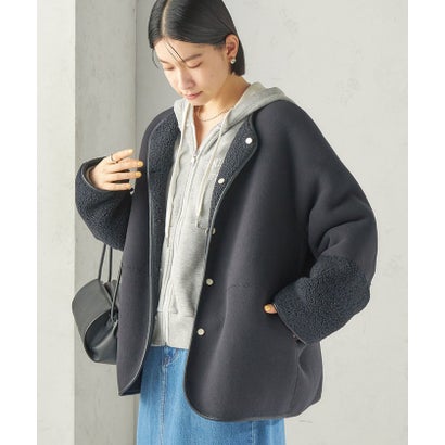 《一部予約》【一部WEB限定】〈手洗い可能〉ボア フリース リバーシブル ノーカラー コート （ベージュ）｜詳細画像