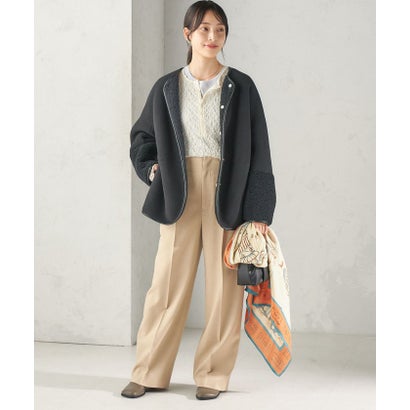 《一部予約》【一部WEB限定】〈手洗い可能〉ボア フリース リバーシブル ノーカラー コート （ベージュ）｜詳細画像